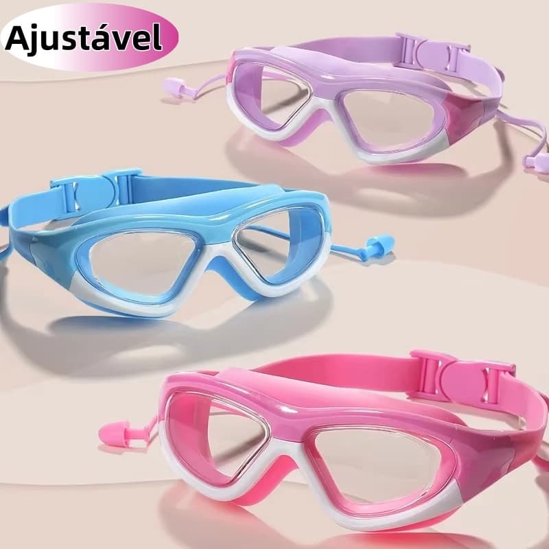 Óculos de Natação Infantil com Protetor de Orelha - À Prova d'Água, Antiembaçante e HD para Meninos e Meninas