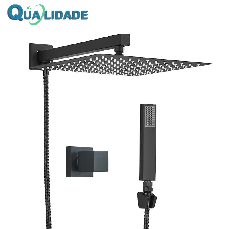 Ducha Inox Quadrada 30x30 Cm Com Desviador E Ducha De Mão com um Registro