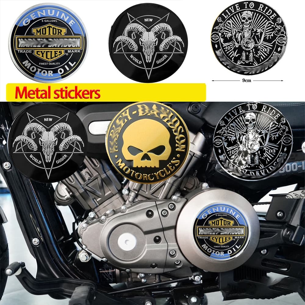 Para Harley Metal Adesivo Motocicleta Tanque De Combustível Tampa Do Motor Embreagem Caixa Superior 9cm Acessório Decora