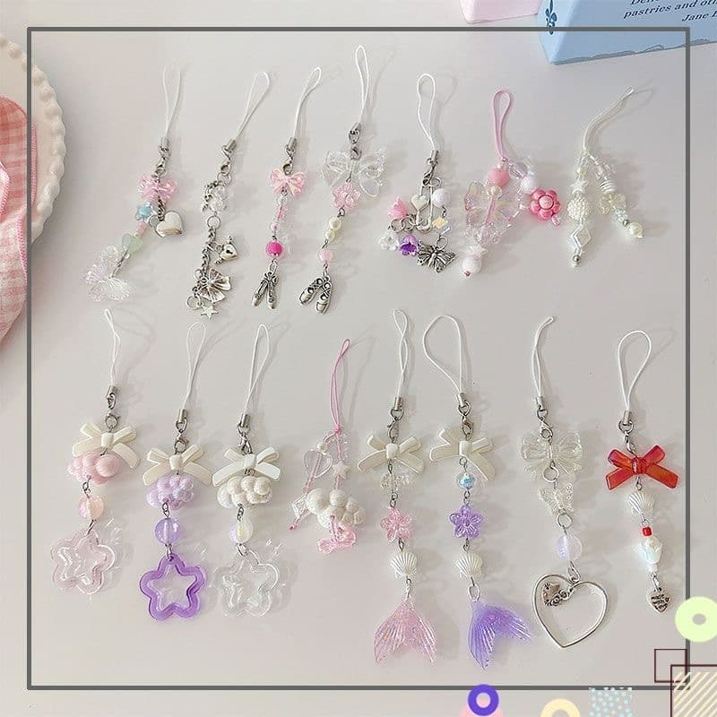 Delicado Arco Estrela Coração Chaveiro Para iphone Criativo Cordão Saco Telefone Pingente Corrente Y2K Kpop Jóias Menina