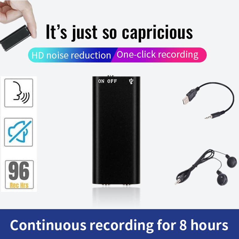 Gravador De Voz 8GB/16GB/32GB , Mini Profissional , Recarregável Por USB , Portátil3 Em 1