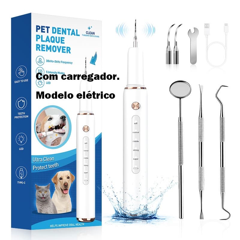 [Entrega 24 horas]Limpador de dentes elétrico para animais de estimação por ultra-som, máquina de lavar dentes