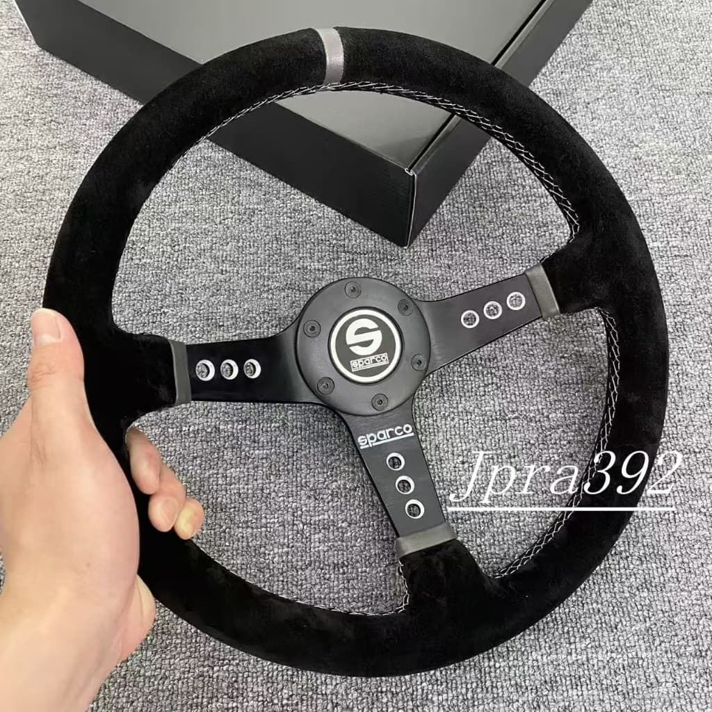 Volante De Corrida Sparco De 14 Polegadas 350 Mm Acessórios Para Carro De Couro Vermelho/Cinza