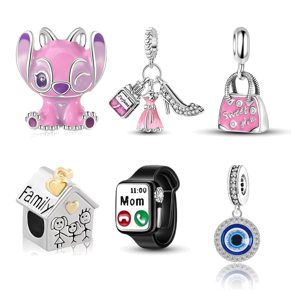 Amuletos Rose Berloque De Prata 925 Para Pulseira Pendente Charmes Mom Joias Mãe E Menina