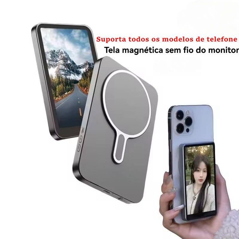 Tela De Monitor Magnético Sem Fio X40M Para Usar Câmera Traseira Do Telefone Smartphone Selfie Vlog Gravação De Vídeo C