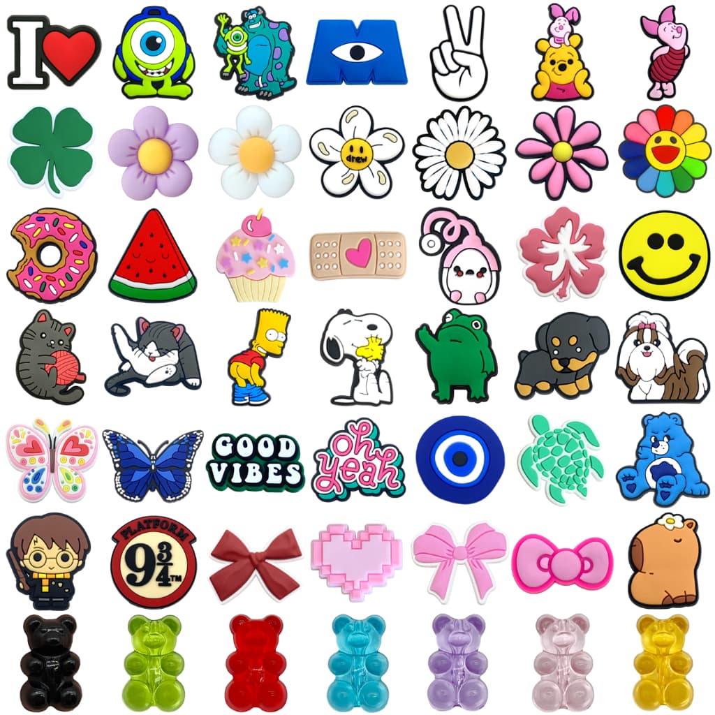 MEIDJ Encantos De Sapato 49 Decorações Requintadas Arco Cristal Urso Flor Padrão Acessórios De PVC Com Botão