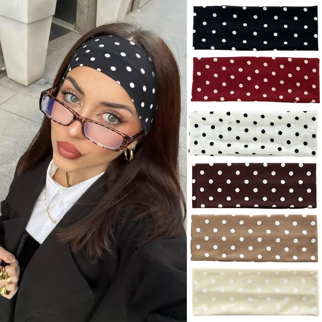 Retro Bolinhas Elástico Faixa De Cabelo Esportes Yoga Tiara De Bandana Moda Feminina Maquiagem Todos Os Dias Headwear