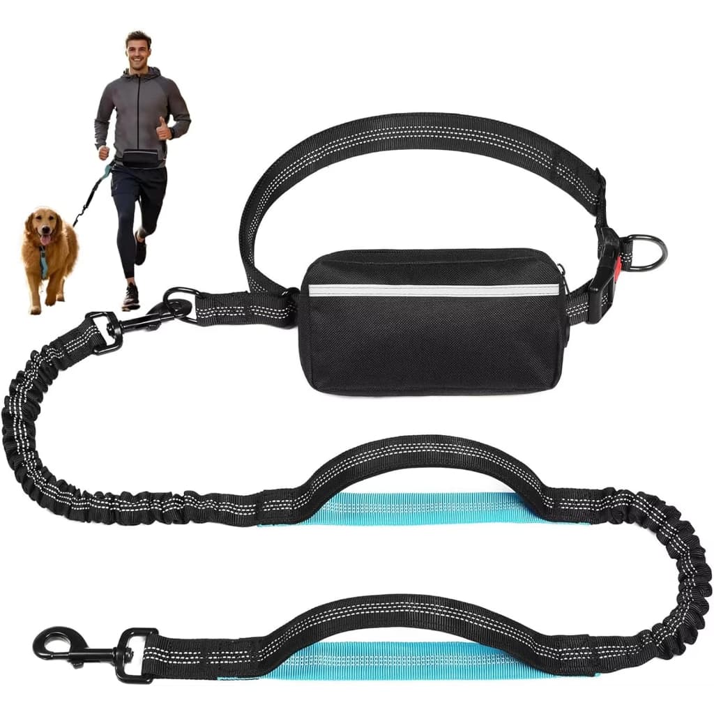 Guia de Passeio Mãos Livres Com Pochete Cintura Corda Reforçada Passeio Pet Cachorro
