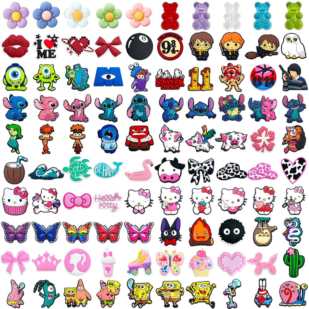 MEIDJ Encantos Para Sapatos 100 Cartton Padrão Decorações Acessórios De PVC Com Botão