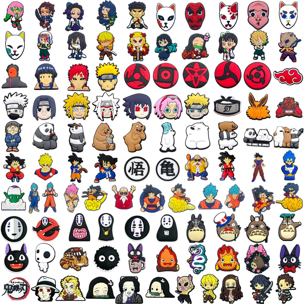 MEIDJ 100 Estilo Sapato Encantos Decrations Sandálias Dos Desenhos Animados Fivela PVC Acessórios Botão