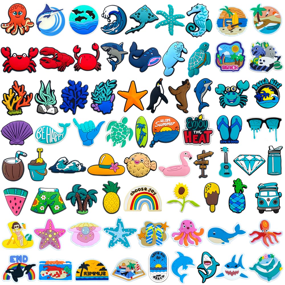 MEIDJ Encantos De Sapato 73 Estilo Verão Oceano Tema Decorações Acessórios De PVC Com Botão