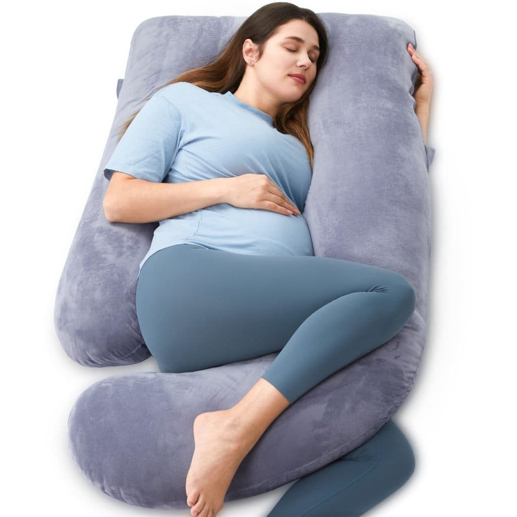 Almofadas De Gravidez Momcozy Para Dormir , Travesseiro De Maternidade De Corpo Inteiro Em Formato De U Com Capa Removív