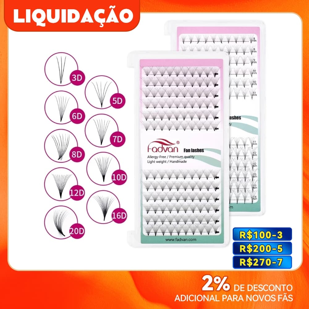 Cílios Fadvan Fan Pronto Volume Russo 3D 5D 6D Mix 8-14 Alongamento Extensão De Cílios Tufo Tufinho