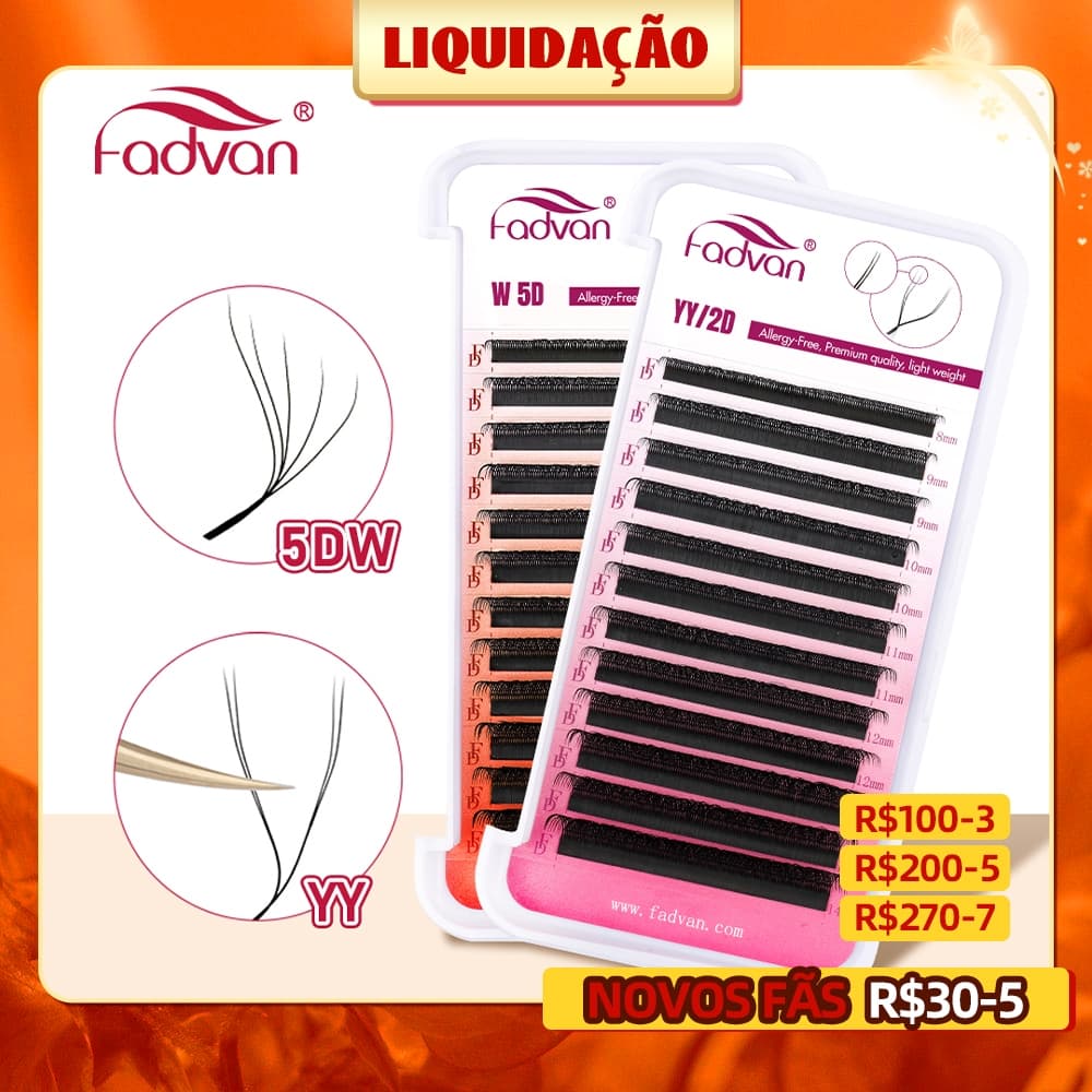 FADVAN Novo Upgrade 5D W Pestanas 0.07 C/D Extensões De Visual Com YY Cílios