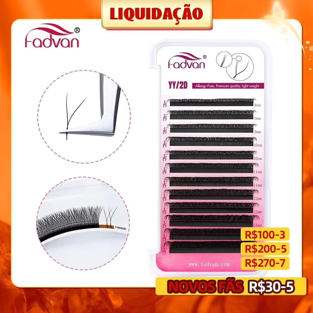 Fadvan C/D/L-curl YY Cílios Em Forma De Extensão Brasileiros Volumes Mistos Comprimento 8-15mm