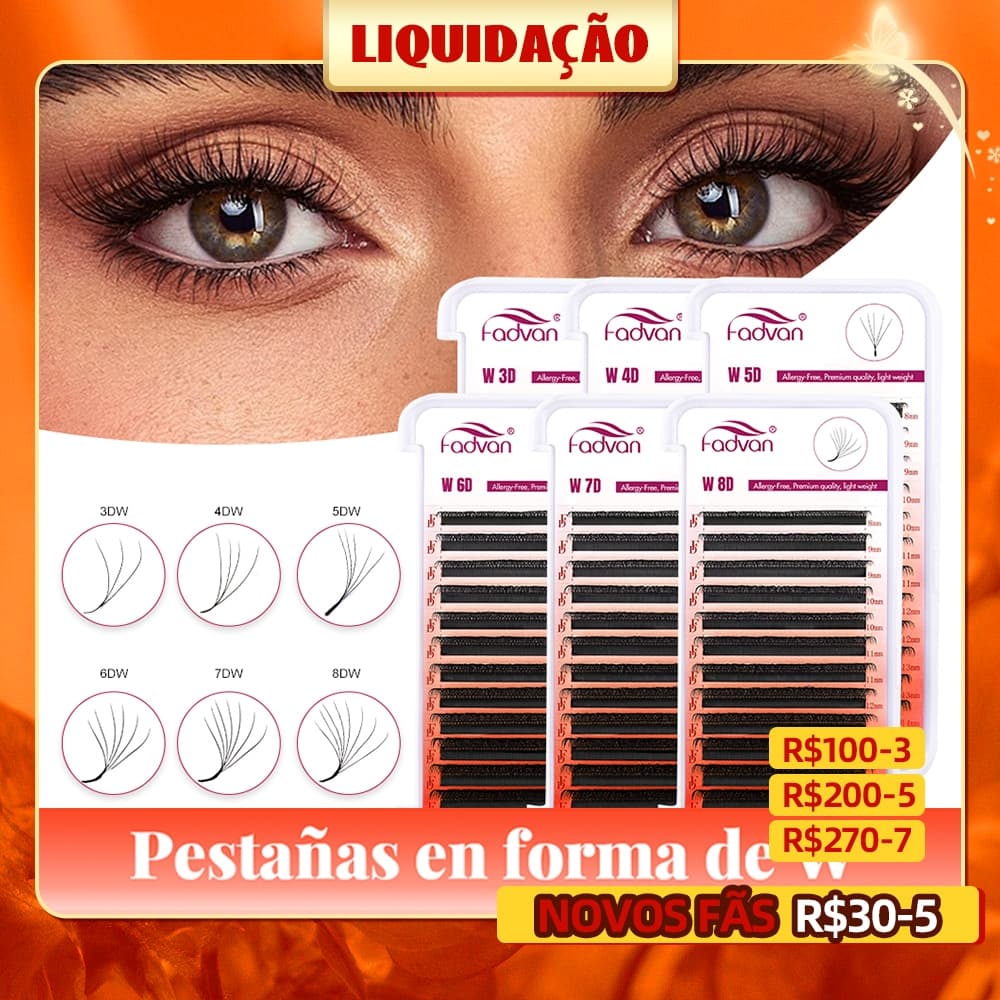 Fadvan Cílios Promoção YY 3D 4D 5D 6D 7D 8D W Forma Extensão De Falso Brasileiros