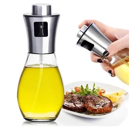 Spray Borrifador Azeite Galheteiro Vidro Inox Pulverizador Vinagre Oleo 200ml Tempero Cozinha Chef