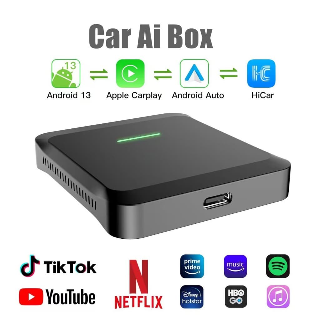 Smart Ai Box Wireless CarPlay Android Adaptador Automático Dongle Para Carro Com OEM Wired Vídeo YouTube Netflix