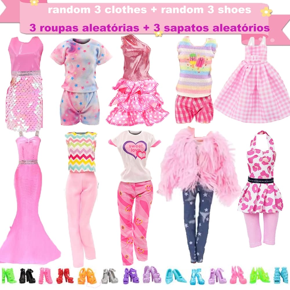 6 Peças De Roupas E Acessórios De Boneca Para Bonecas De Menina De 11.5 Polegadas , Incluindo 3 Conjuntos Da Moda Com 3 