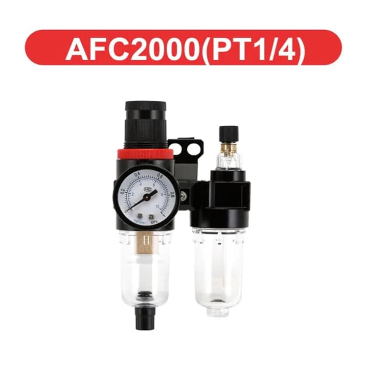 Filtro Eliminador de Água e Óleo Com Regulador de Pressão 1/4 Para Compressor De Ar