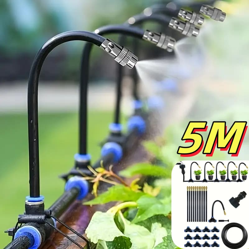 Kit De Sistema De Nebulização 5M Spray De Jardim Para Irrigação Automática Ajustável