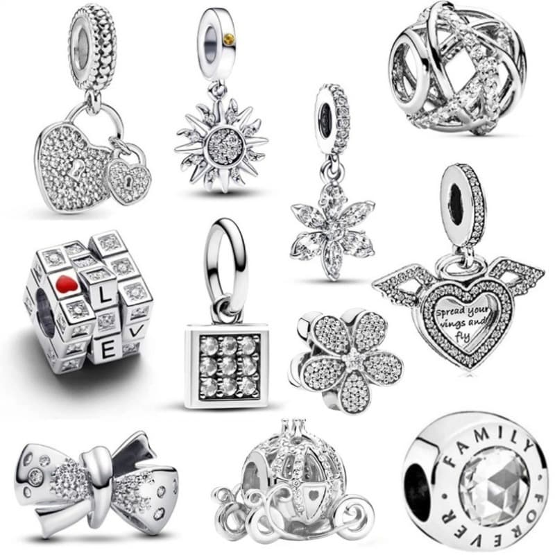 Clássico Charme Berloque Prata 925 Pingente Aço Inoxidável Contas DIY Jóias Lindo Presente Pulseira Colar Acessórios