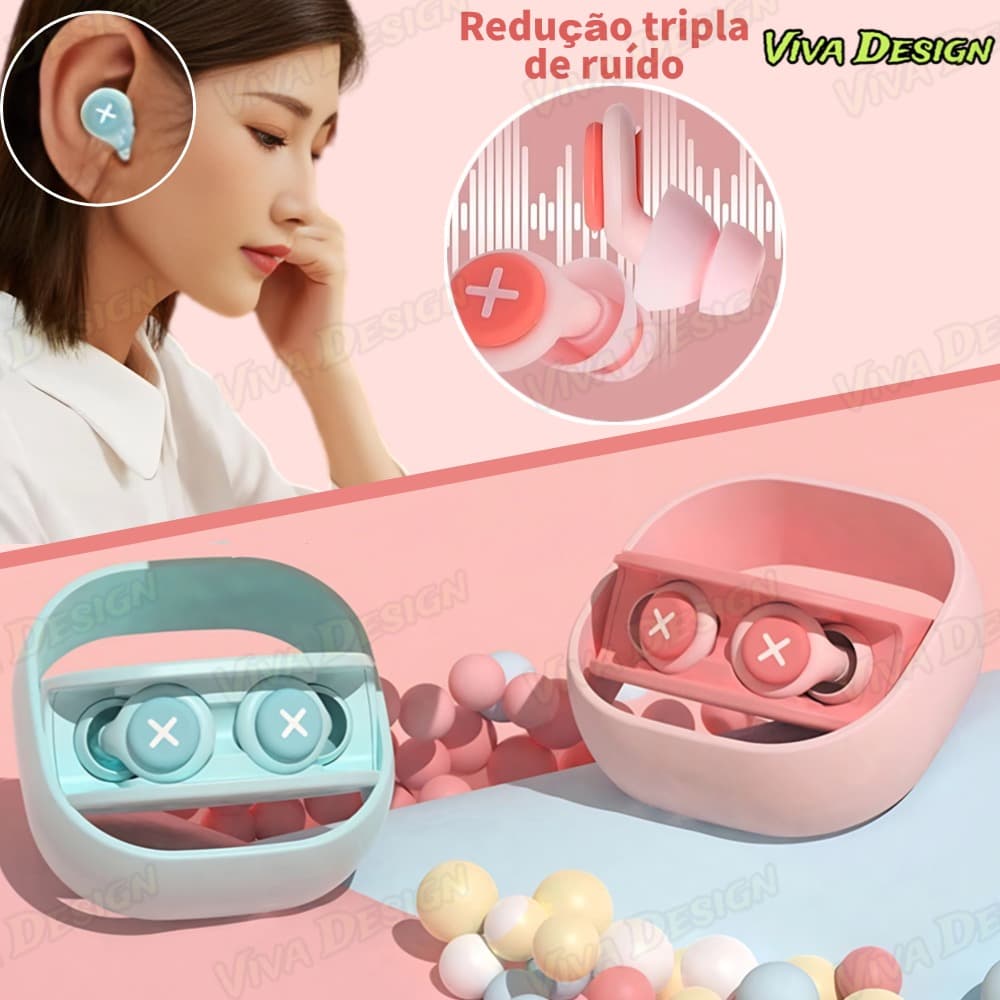 Tampões Auriculares De Silicone Isolamento Acústico Redução De Ruído Com Esponja Macia Protetor Auricular