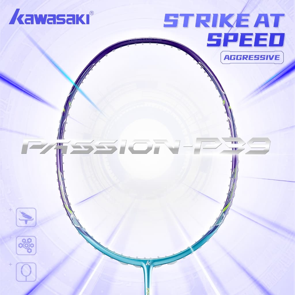 Raquete De Badminton Kawasaki P39 5U 18-30LBS Adequada Para Jogadores Fesionais Fibra De Carbono Super Leve Fácil Contro