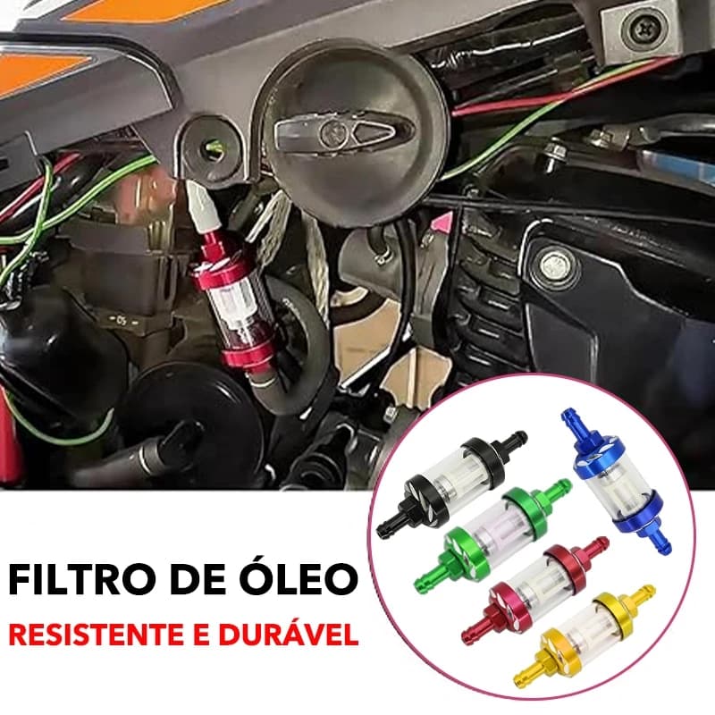Filtro de combustível para motocicleta em liga de alumínio CNC de 8 mm. Acessório de modificação reutilizável.