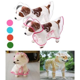 Capa De Chuva Para Cães Transparente Impermeável / Jaqueta Com Capuz Para Animal De Estimação