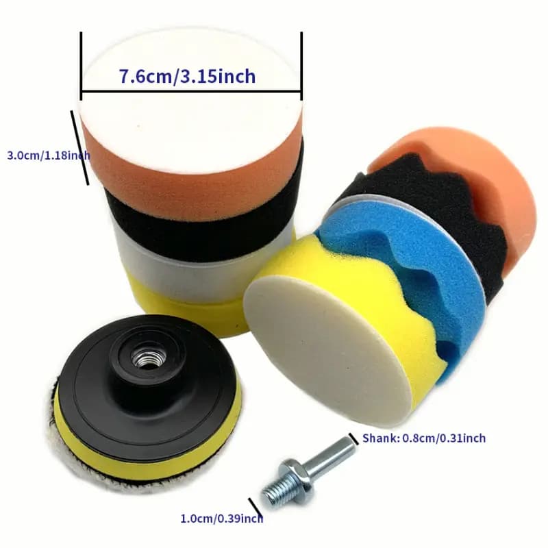 Conjunto de roda de polimento de carro, 7/8/11 peças, disco de polimento de lã de esponja de 3 polegadas (Adapt à furade