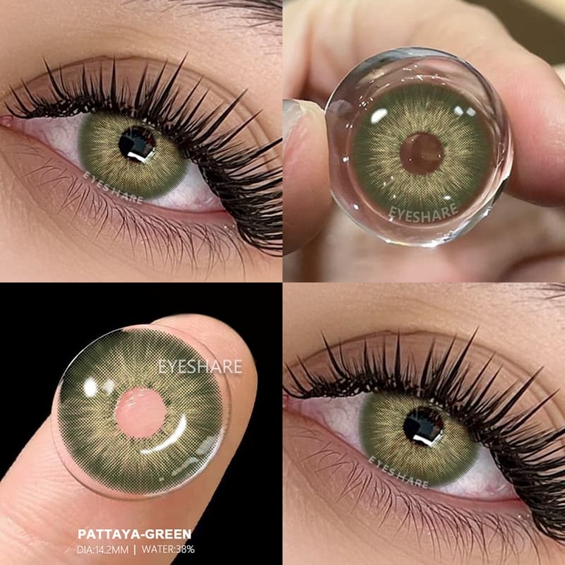 1 Par De Lentes De Contato Coloridas Envio Do Brasil PATTAYA-GREEN Com Estojo Para Uso Anual , Rápido