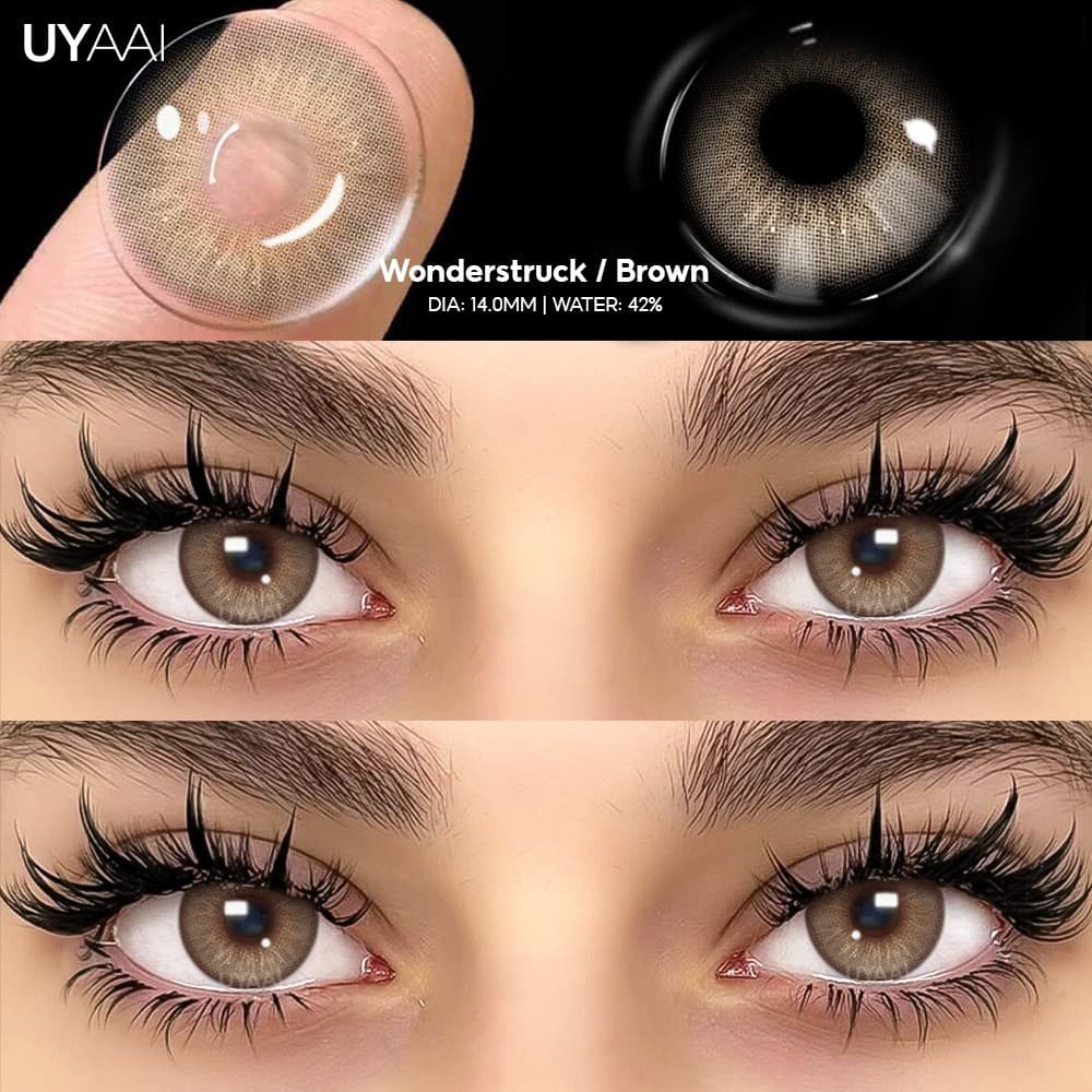 UYAAI 1 Par De Lentes De Contato Marrom/Cinza Série Wonderstruck Maquiagem Anual Alunos Contatos Macios Lente Azul Natur