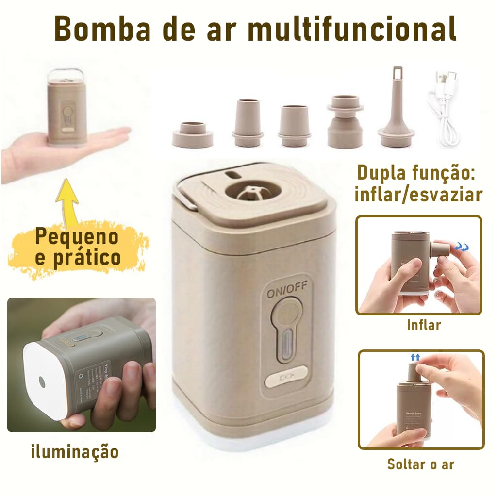 Bomba Elétrica Pneumática Para Secar E Encher Colchão Boias Piscinas Infláveis Portátil