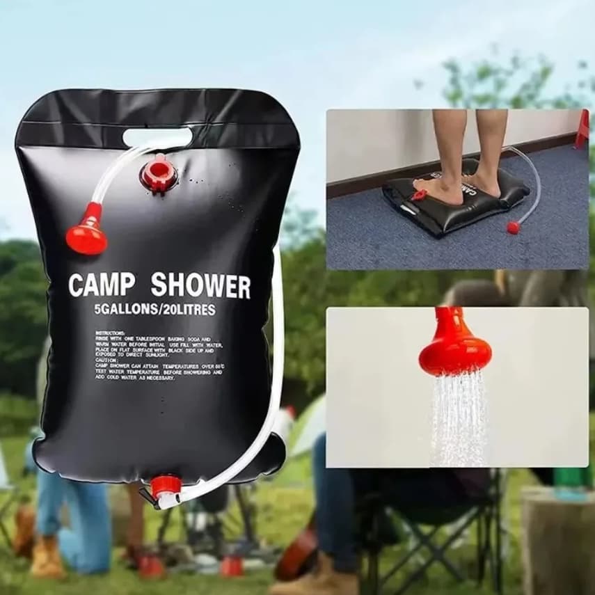 Chuveiro Portátil Saco De Banho 20l Aquecimento Solar P/ Acampar + Chuveirinho