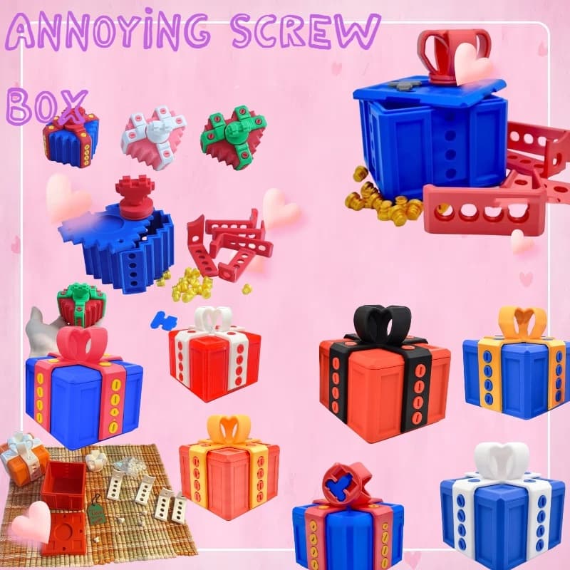 Xinghergood 1 Peça Grande Caixa De Parafuso De Brincadeira De Aniversário Presente Impressa Em 3D Com Parafusos Recipien