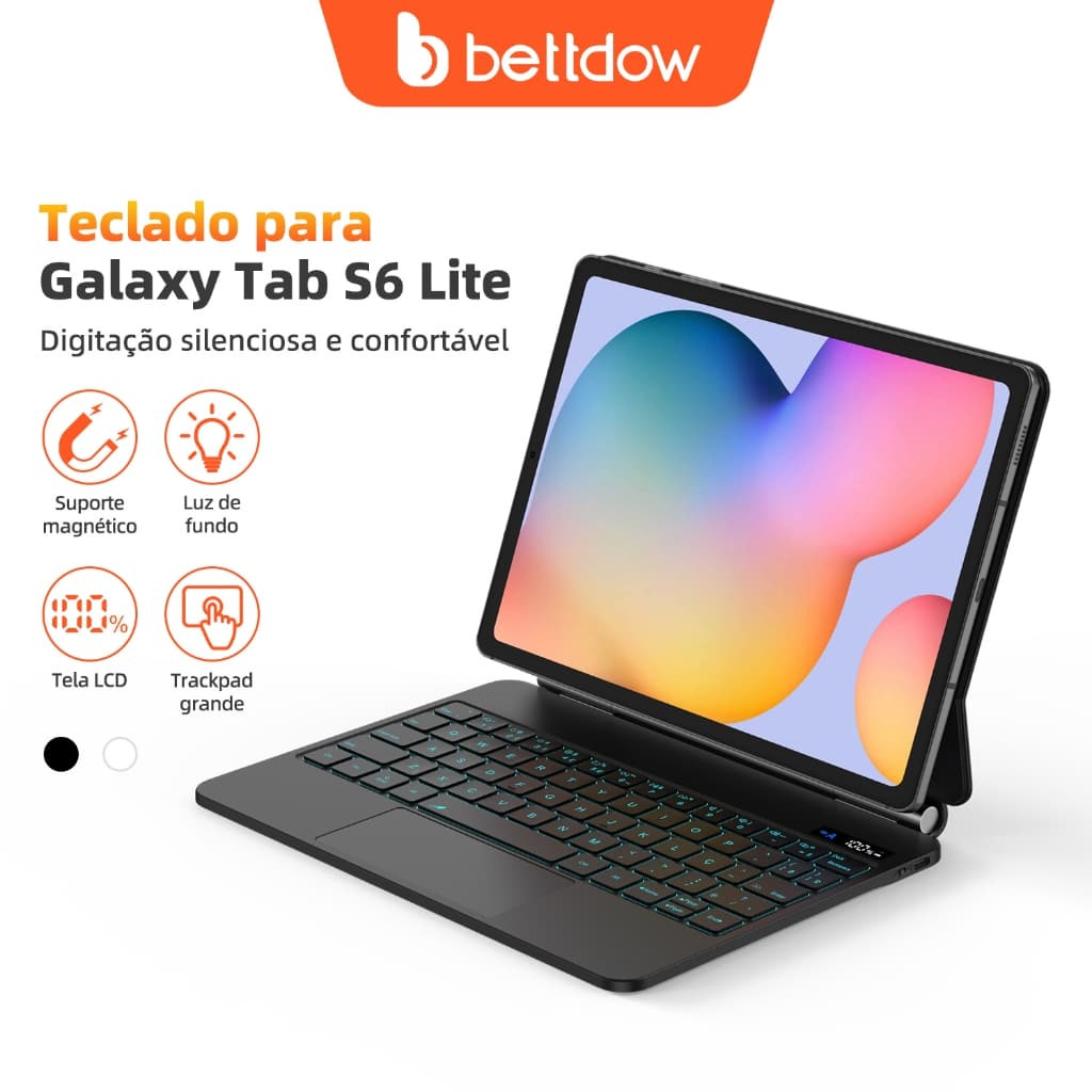 Teclado Mágico Bettdow Para Samsung S6 Lite Com Luz De Fundo LCD Bateria Não Incluído