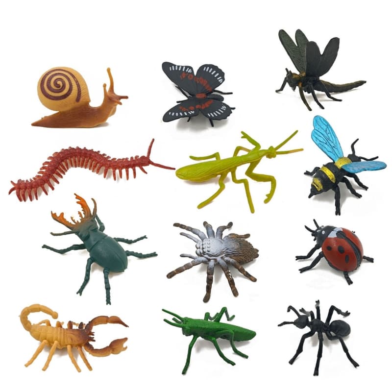 12 PCS Simulação Média Brinquedo Inseto Caracol Abelha Mantis Escorpião Modelo