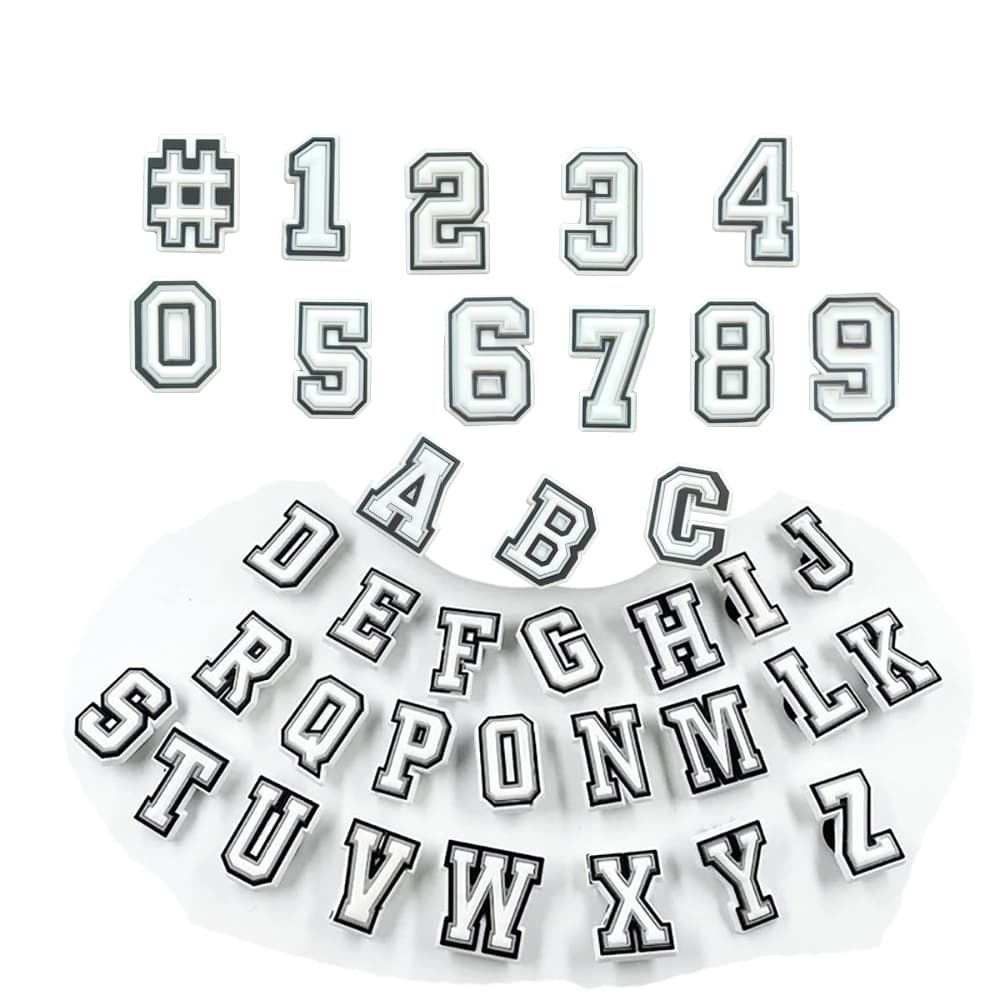 Hot 1 Peça Amuletos De Sapato Decrations Desenhos Animados Letras Pretas E Brancas Sandálias Fivela Botão De Acessórios 