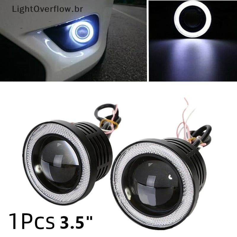 [LightOverflow] 1 * 3.5 " Angel Eyes LED Farol De Neblina Para Carro SUV Lâmpada De Condução Branca Universal 12V [BR]