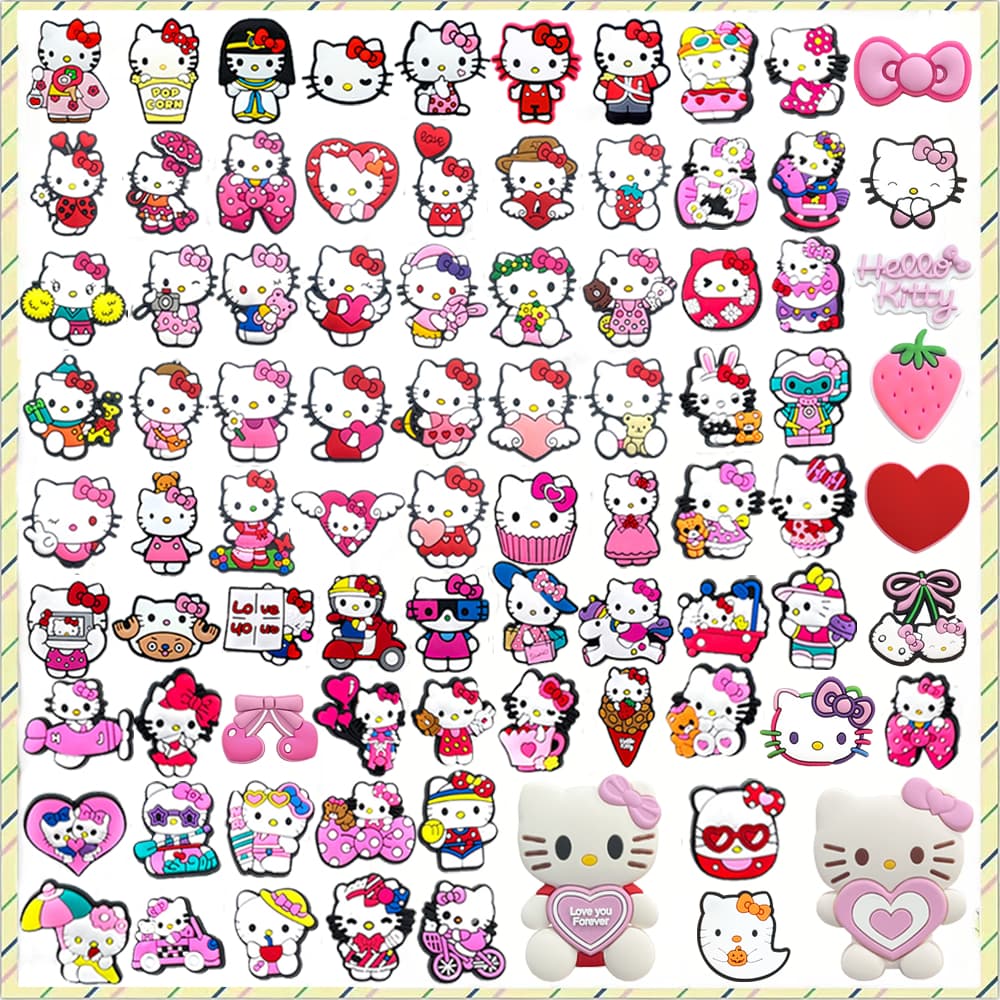 1 Pçs Rosa Gato Série Sapatos Encantos Acessórios Decorar Chinelos Sandálias Fivela Presentes