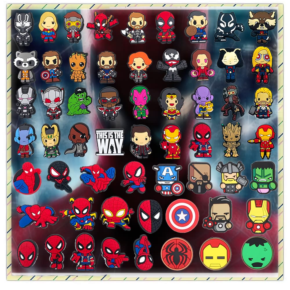 1 Pçs Série Marvel Sapatos Encantos Acessórios Decorar Chinelos Sandálias Fivela Presentes