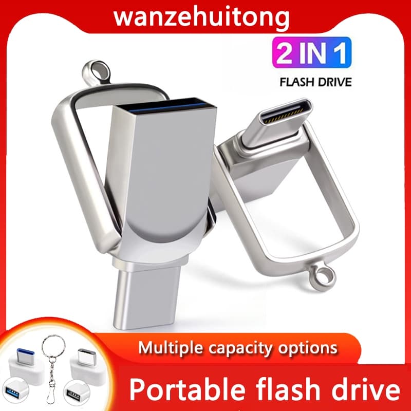 Mini unidade Flash TYPE-C 128GB/512GB/2TB TYPE-C e Interface dupla USB3.0