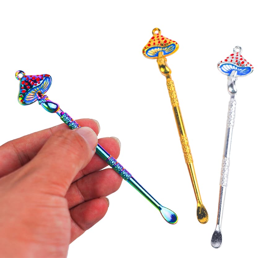 Colher Medidora De Metal Em Formato De Cogumelo Multicolorido 11.8 Cm Mini Chaveiro Portátil Ferramenta De Cozimento De 