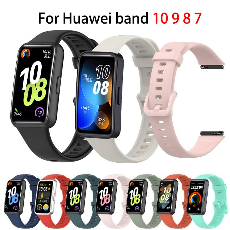 Pulseira De Silicone Para Huawei Band 10 9 8 7 NFC Macio À Prova Dwaterproof Água Esporte Moda Smartwatch Relógio Inteli