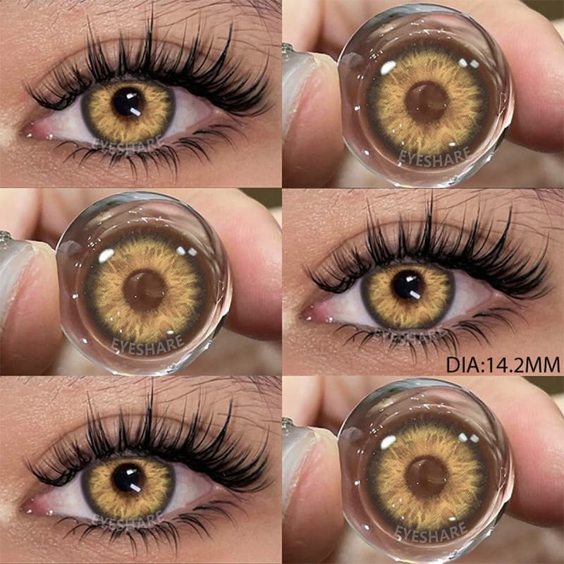 Eyeshare 2 Peças De Lentes De Contato Marrom/Cinza Para Olhos , Coloridas De 14.2 Mm , Envio Cosmético Anual De São Paul