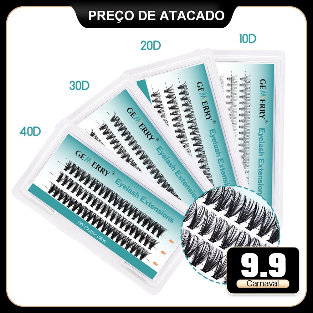 Gemerry 30D 40D Quente Derretimento Cabelo Enxertia Cílios Postiços Cluster DIY Extensão Falso Individuais