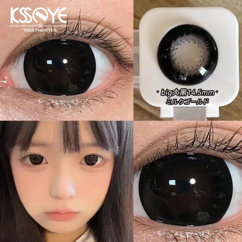 KSSEYE 1 Par(2 Peças) lente de contato com grau Grandes olhos negros 14.5MM anual