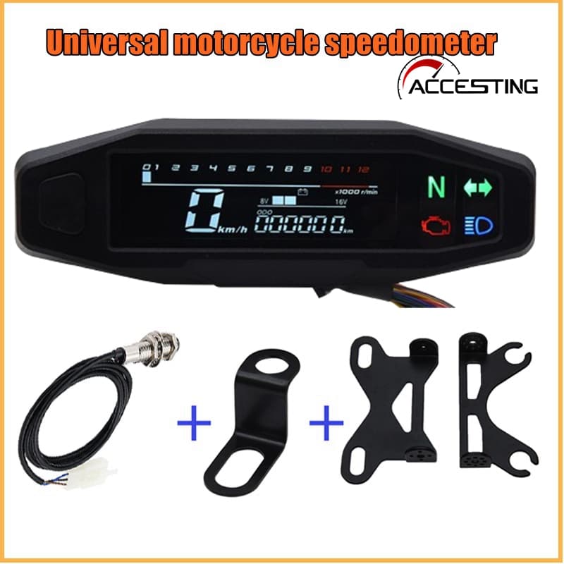 Digital Universal Motocicleta Velocímetro Mini digitais Instrumento odômetro LCD cluster indicador de luz de sinal de