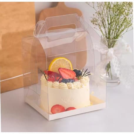 10pcs caixa de bolo transparente recipiente de plástico transparente com alça 12*12*12cm